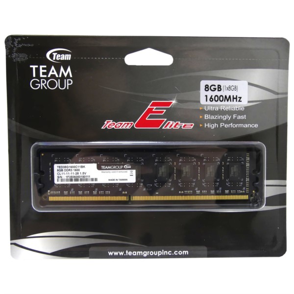 DDR3 8GB PC 1600 Team Group Elite CL11 Arbeitsspeicher retail