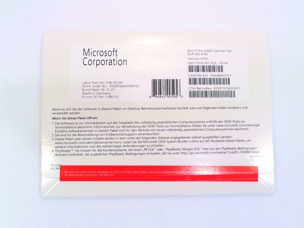 Microsoft Windows 11 Pro DE 64Bit