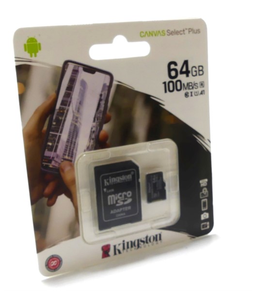 Micro SDXC 64GB Kingston Canvas Select Plus + Adap