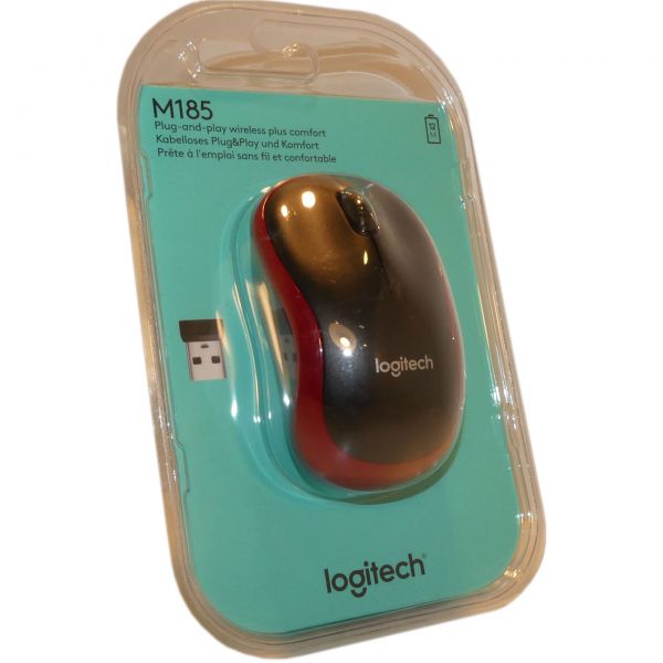 USB Maus Logitech M185 optisch Wireless Rot