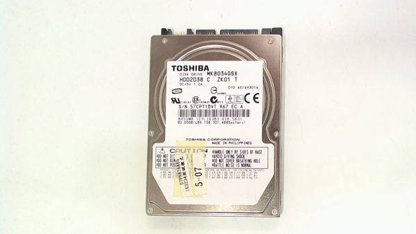 Notebook Festplatte Toshiba MK8034GSX 80GB, 6.35 cm (2,5 Zoll)