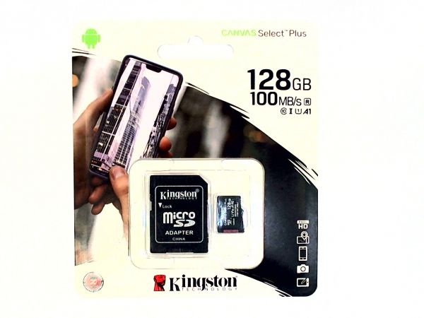SD-CARD SDXC Micro + Adapter Kingston 128GB Class 10 UHS-1 lesen: 100MB/s