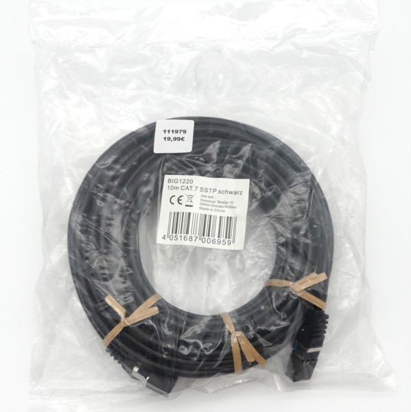CAT7, Netzwerkkabel, Patchkabel, Ethernet DSL LAN Netzwerk Kabel schwart 10m