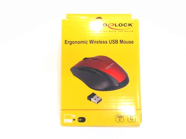 Kabellose USB Maus Delock Rot/schwarz 12493