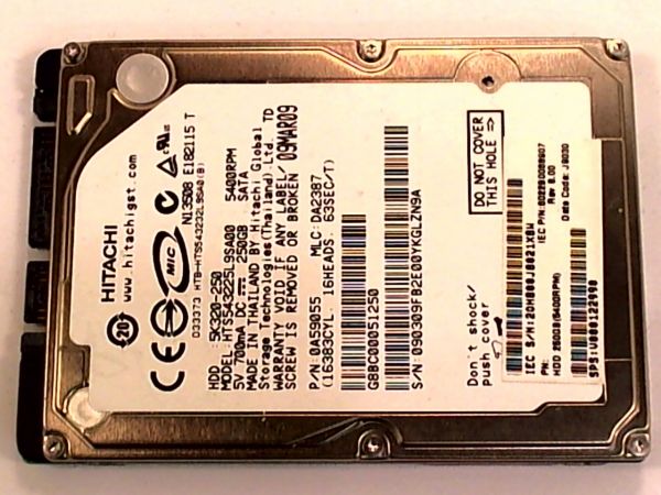 Notebook Festplatte Hitachi HTS543225L9SA00 250GB, 6.35 cm (2,5 Zoll)