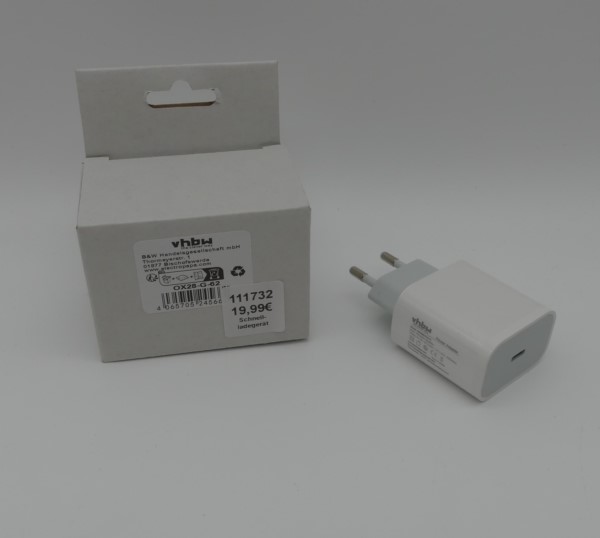 Netzteil mit USB-C für iPhone 13, iPhone 14, iPhone 15, u.a. 20W, weiß, Schnellladegerät