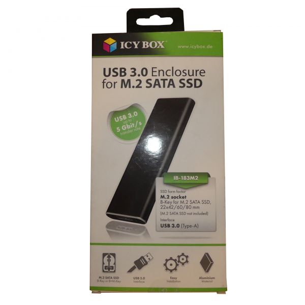 ICY Box IB-183M2, M.2 SSD USB 3.1 Black Slim