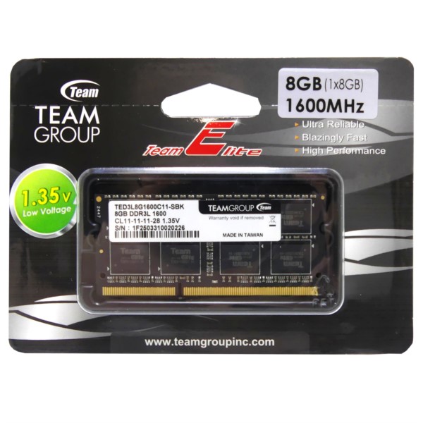 SO-DIMM 8GB DDR3 PC 1600 Team Elite Notebook Arbeitsspeicher retail TED3L8G1600C11
