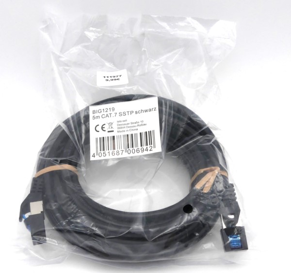 CAT7, Netzwerkkabel, Patchkabel, Ethernet DSL LAN Netzwerk Kabel schwarz 5m