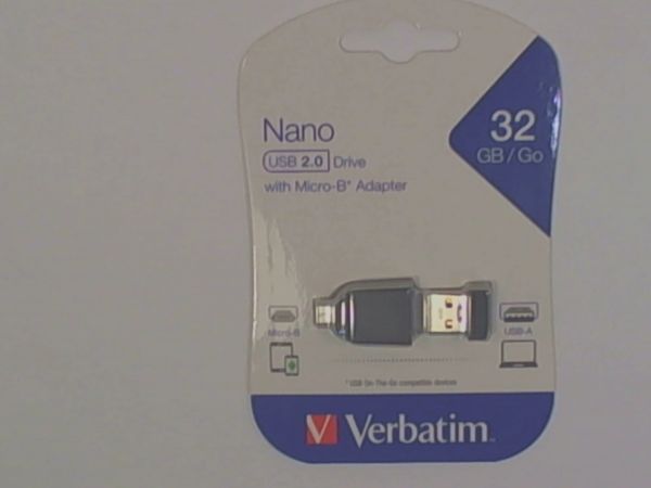 USB Stick 2.0 Verbatim NANO 32GB OTG PIN Stripe Black
