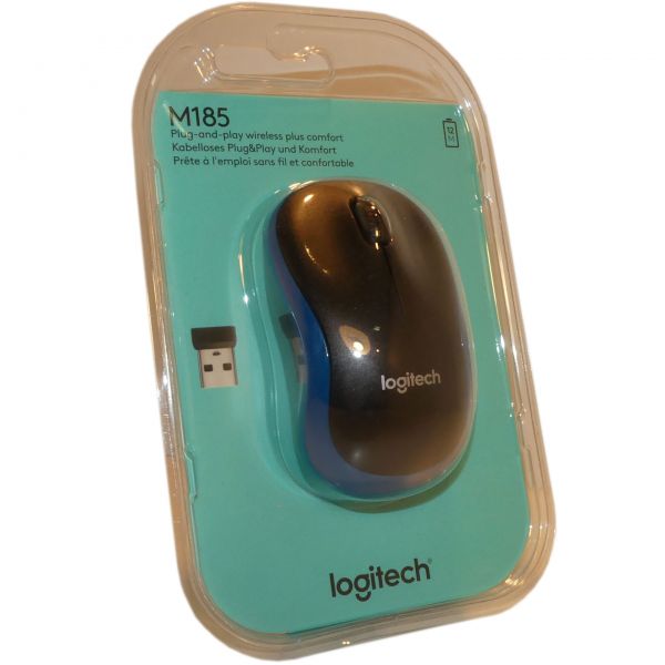 USB Maus Logitech M185 optisch Wireless Blau 910-002239
