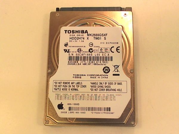 Notebook Festplatte Toshiba MK2555GSXF 250GB, 6.35 cm (2,5 Zoll)